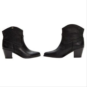 Frye Jolene Pull On Short 70488 Women's Black Leather Slip On Booties Boots